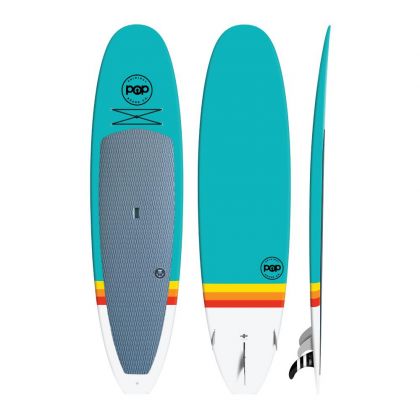 POP 10&#039;6&quot; Classico Turquoise and Yellow RETRO w/ Board Bag